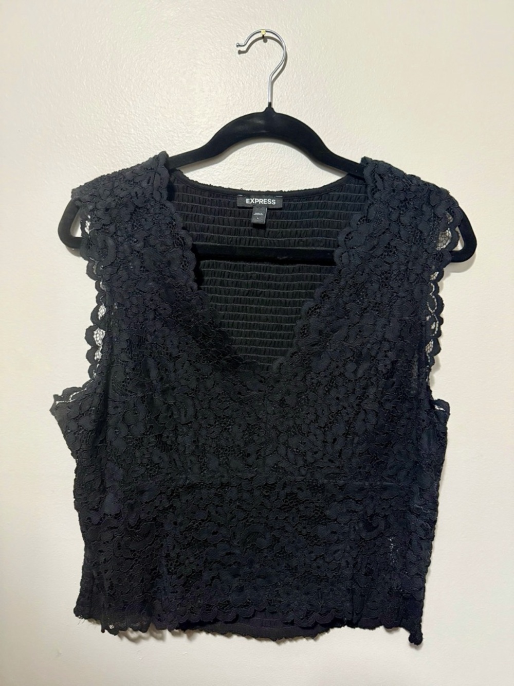 Express Black Lace Cropped Tank Top